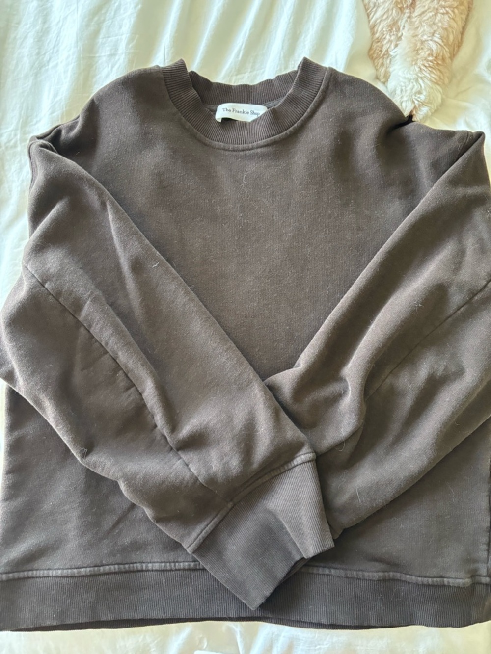 The Frankie Shop Brown Talia Ribbed-Neck Sweatshirt - Picture 3 of 3